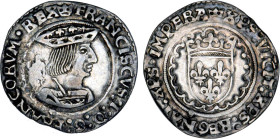 FRANÇOIS Ier (1515-1547)
1/2 teston, 3e type
 - TTB 40 (TTB+)
Point 15e : Rouen, var. "vicit"


D 795
ROUEN - ARGENT - 4,77g
 ----------------...