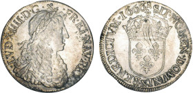 LOUIS XIV le Grand (1643-1715)
1/2 écu blanc au buste juvénile, 1er type
1666 N - TTB 40 (TTB+)
Rare ! - léger ajustage !


DR 293, D 1484, GR 1...