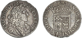 LOUIS XIV le Grand (1643-1715)
1/2 écu de Béarn au buste juvénile
1677 PAU - TTB 45 (TTB++)
Rarissime surtout en l'état !!!


DR 298, D 1491, GR...