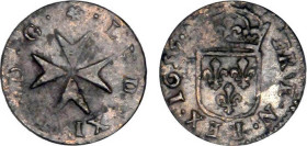 LOUIS XIV le Grand (1643-1715)
Liard de Lyon à la croix de Malte
1655 - TB 25 (TB++)
Rarissime !!!


DR 400, D 1577, GR 77, KM# 190
LYON - BILL...