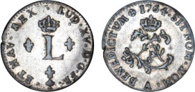LOUIS XV le Bien aimé (1715-1774)
Double sol (2 sous), en billon
1764 A - TTB 45 (TTB++)



DR 568, D 1690, GR 281, KM# 500
PARIS - BILLON - 2,...