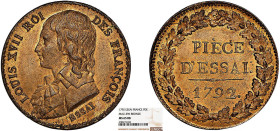 PÉRIODE RÉVOLUTIONNAIRE
LOUIS XVII (Roi), PIECE D'ESSAI, module de 12 deniers
1792 - FDC 65 (FDC)
d'époque, Rarissime !!! - NGC MS65


G 16
 - ...