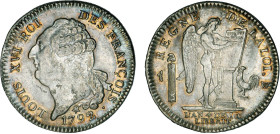 PÉRIODE RÉVOLUTIONNAIRE
ÉCU de 6 livres type "FRANÇOIS"
1792 w - SUP 50 (SUP-)
1er sem. - Rarissime !!!


G 55, R 46, Dav# 3135, KM# 615
LILLE ...