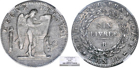 PÉRIODE RÉVOLUTIONNAIRE
ÉCU de 6 livres (convention) type non daté
ND B - TTB 45 (TTB++)
Très Rare !! - NGC XF45


G 60, R 80, Dav# 1336A, KM# 6...