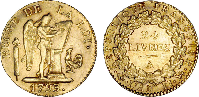PÉRIODE RÉVOLUTIONNAIRE
24 LIVRES type de la convention
1793 A - SUP 50 (SUP-)...