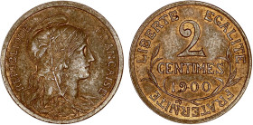 2 CENTIMES
2 CENTIMES type Dupuis
1900 - SUP 59 (SUP)
Rare !


G 107, F 110, KM# 841
 - BRONZE - 
 ----------------------------------------
2...