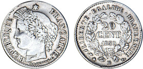 2 DÉCIMES, 20 CENTIMES
20 CENT. type Cérès (2e République)
1850 BB - TTB 30 (TTB-)
Très Rare !!


G 303, F 146, KM# 758
STRASBOURG - ARGENT - ...