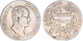 1/2 FRANC, 50 CENTIMES
DEMI FRANC Bonaparte, Ier consul
AN12 MA - TTB 35 (TTB)
Très Rare !! - légère paille


G 394, F 173, KM# 648
MARSEILLE -...