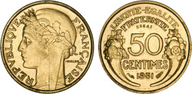 1/2 FRANC, 50 CENTIMES
50 CENTIMES type Morlon (cuivre aluminium)
1931 - SPL 62 (SUP++)
PIEFORT Essai - Rarissime !!!


G 423, F 192, KM# 894.1-...