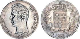 1 FRANC
1 F, Charles X
1829 D - TTB 35 (TTB)
Très Rare !! - infimes grif. listel


G 450, F 207-207A, KM# 724
LYON - ARGENT - 
 --------------...