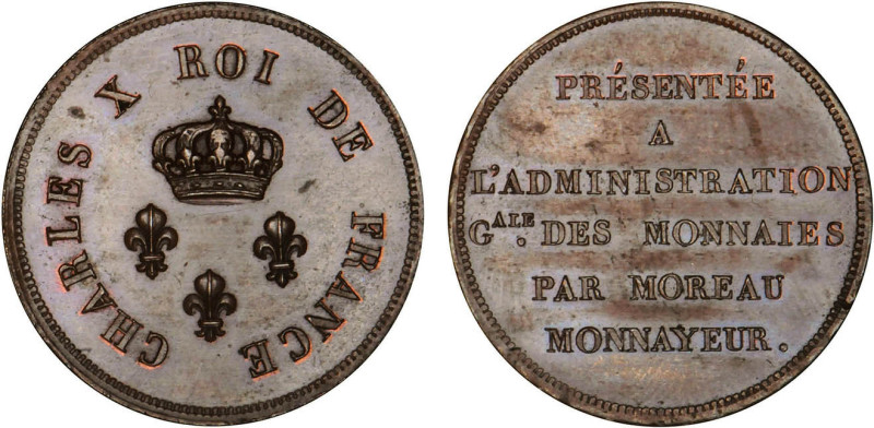 2 FRANCS
2 FRANCS (module de) Charles X, essai de Moreau - 1824 en bronze, tran...