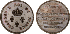 2 FRANCS
2 FRANCS (module de) Charles X, essai de Moreau - 1824 en bronze, tranche en relief
ND - SUP 58 (SUP)
Rare !


VG 2611
 - BRONZE - 8,4...