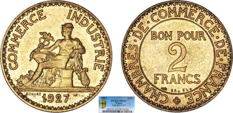 2 FRANCS
2 FRANCS Chambres de commerce
1927 - SPL 63 (SUP++)
Très Rare en l'é...