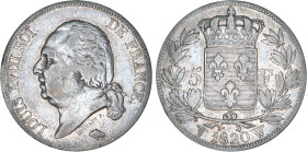 5 FRANCS
5 F, Louis XVIII type au buste nu
1820 W - TTB 35 (TTB)
Rarissime !!!


G 614, F 309, KM# 711
LILLE - ARGENT - 24,65g
 --------------...