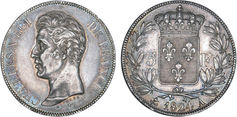 5 FRANCS
5 F, Charles X 1er type
1824 A - SUP 53 (SUP-)
Rare !


G 643, F ...