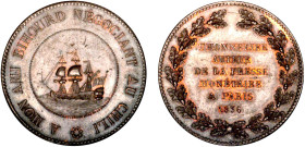 5 FRANCS
5 FRANCS Louis-Philippe (module de) : Essai en bronze de la presse monnétaire de Thonnelier - R/: A mon ami Bihourd négociant au Chili
1836...