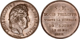 5 FRANCS
5 FRANCS (module de) Louis-Philippe I - Rouen, 18 mai 1831
1831 c) - SUP 53 (SUP-)
Bronze


G 679, KM# 20, 20a-c
ROUEN - BRONZE - 
 -...