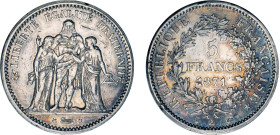 5 FRANCS
5 FRANCS type Hercule (Camélinat)
1871 A - TTB 45 (TTB++)
Rare ! - légers coups tranche


G 744, F 334, KM# 823
PARIS - ARGENT - 
 --...