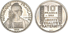 10 FRANCS
10 FRANCS ESSAI de Turin (30 mm)
1939 - FDC 64 (FDC)
Cupro-nickel - Très Rare !!, 14,00g


G 802a, GEM 174
 - CUPRO-NICKEL - 14,00g
...