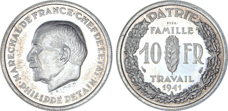 10 FRANCS
10 FRANCS (ESSAI) Concours de Simon
1941 - FDC 64 (FDC)
ESSAI Alumi...