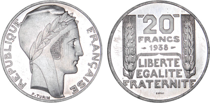 20 FRANCS
20 FRANCS ESSAI de monnayage
1938 - FDC 64 (FDC)
ESSAI al. 33 mm, l...