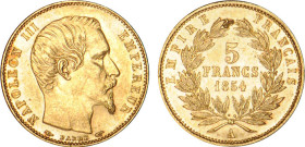 5 FRANCS OR
5 FRANCS or, Napoléon III tête nue, petit module, tranche cannelée
1854 A - SUP 58 (SUP)
légers coups revers


G 1000, F 500A, KM# 7...
