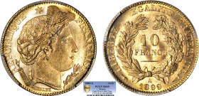 10 FRANCS OR
10 FRANCS or, type Cérès (IIIe République)
1899 A - FDC 65 (FDC)
Très Rare en l'état !! - PCGS MS65


G 1016, F 508, KM# 830, Fr# 5...