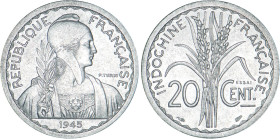 INDOCHINE
20 CENT., aluminium
1945 - SPL 62 (SUP++)
ESSAI - Rare !


GC 30, LE 249-253, KM# 29
 - ALUMINIUM - 
 ------------------------------...