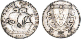 PORTUGAL
2,5 ESCUDOS, argent
1937 - TTB 45 (TTB++)
Très Rare !!


KM# 580
 - ARGENT - 
 ----------------------------------------
PORTUGAL
2....