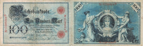 ALLEMAGNE
Billets Impériaux : 100 Mark, bleu (10/4/1896)
1896 - TB 20 (TB+)
Rare !


PI# #18
 - PAPIER - 
 -----------------------------------...