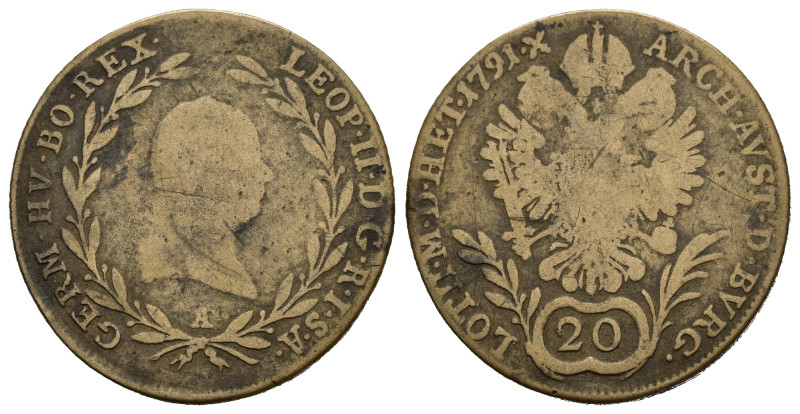 AUSTRIA. Leopoldo II. 20 kreuzer1791. Falso d'Epoca. 5,56 g. MB