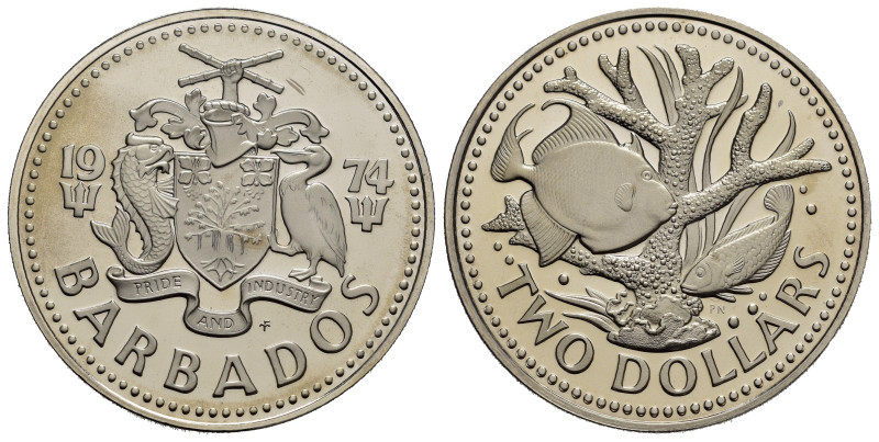 BARBADOS. 2 Dollari 1974. Ni. Proof