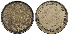 BELGIO. 250 Francs 1976. Ag. 24,82 g. Patinata. qFDC