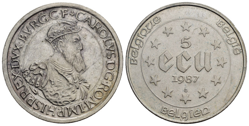 BELGIO. 5 Ecu 1987. Ag 22,92 g. qFDC