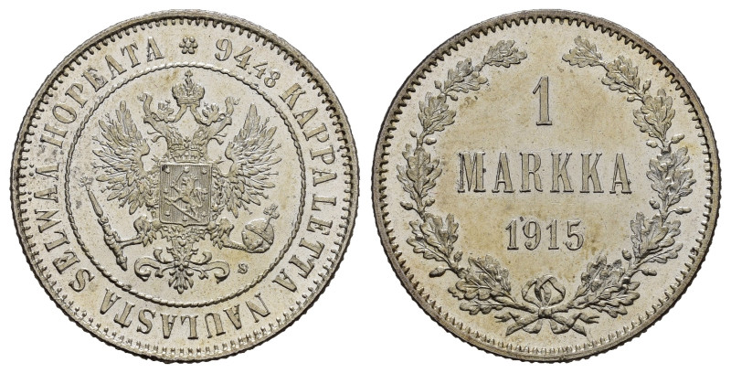 FINLANDIA. 1 Markka 1915. Ag. qFDC
