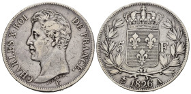 FRANCIA. Charles X. 5 Francs 1826 A. Ag. BB