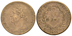 FRANCIA. Colonie Francesi. Carlo X. 10 centimes 1828 A. BB