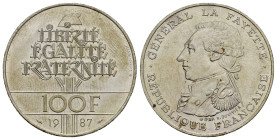 FRANCIA. 100 Francs 1987. Ag 15 g. qFDC