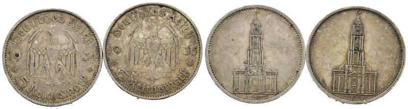 GERMANIA. Terzo Reich. Lotto di 2 monete da 5 Reichsmark. Ag. BB