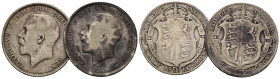 GRAN BRETAGNA. Giorgio V. Lotto di 2 monete da Half Crown (mezza corona) 1914 e 1916. Ag. MB