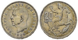 GRECIA. 20 Dracme 1960. Ag. SPL