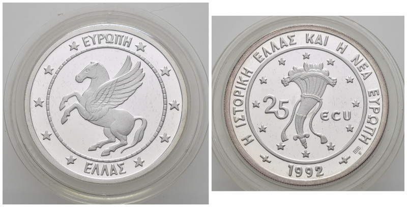 GRECIA. 25 Ecu 1992. Ag. 28,10 g. Proof