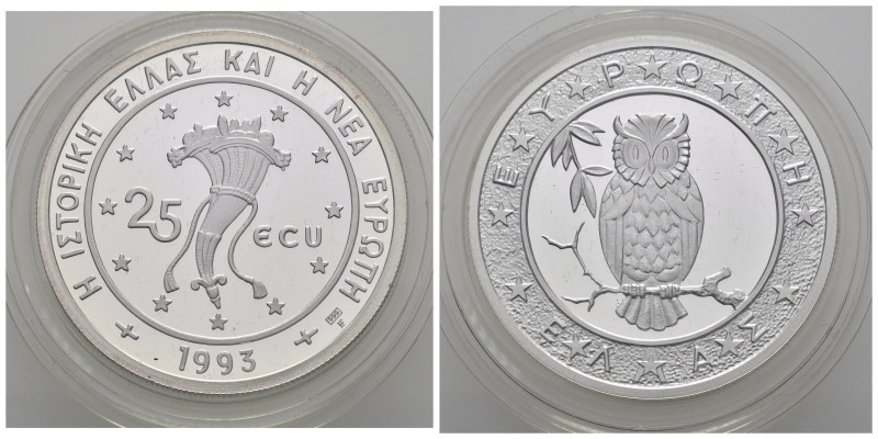 GRECIA. 25 Ecu 1993. Ag. 28,10 g. Proof