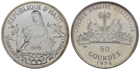 HAITI. 50 Gourdes 1974. Olimpiadi 1976 Innsbruck e Montreal. Ag 16,70 g. Proof