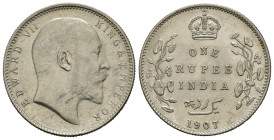 INDIA BRITANNICA. Edoardo VII. 1 Rupia 1907. Ag. SPL