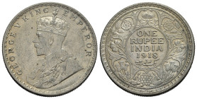 INDIA BRITANNICA. Giorgio V. 1 Rupia 1918. Ag. qFDC