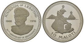 LESOTHO. 10 Maloti 1976. Ag 25,10 g. Proof