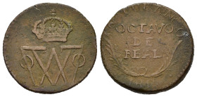 MESSICO. Guerra d'Indipendenza. Durango. 1/8 real 1815. Cu (6,51 g). KM#61. BB
