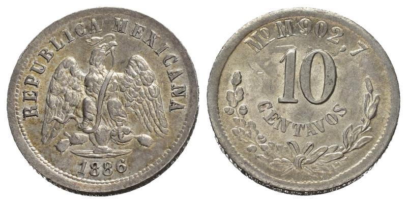 MESSICO. 10 centavos 1886. qFDC