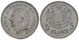 MONACO. Louis II. 5 Francs 1945. Al. qFDC